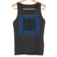 メンズ ブラックブルーバンダナプリントtシャツ ロイヤルブルーペイズリー柄 タンクトップ