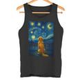 犬 天体観測 ゴッホ 夜空 ゴールデンレトリバー ラブラドール 長袖tシャツ タンクトップ