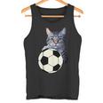 面白い猫サッカーボールグラフィック子猫のスポーツ愛好家のコスチューム タンクトップ