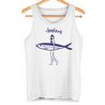 レトロな魚モチーフのガールイラスト シンプルな海風アートデザイン タンクトップ