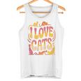 バックプリント 猫好き 引用 おもしろ猫 ミーム I Love Cats タンクトップ