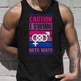 Caution Iwing Both Ways バイセクシャル プライド ジョーク タンクトップ 彼への贈り物