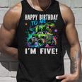 キッズ ハッピーモンスタートラックがテーマの5歳の誕生日 5歳 男の子 5歳 タンクトップ 彼への贈り物