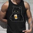 ビールを持っている黒猫 ヴィンテージ おもしろい ビール&猫好き タンクトップ 彼への贈り物