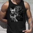 フレンチブルドッグ 喫煙犬 ライター モノクロアート 長袖tシャツ タンクトップ 彼への贈り物