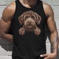 ブラウン ラブラドゥードル かわいい 覗き見 落書き 子犬 犬 長袖tシャツ タンクトップ 彼への贈り物