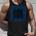 メンズ ブラックブルーバンダナプリントtシャツ ロイヤルブルーペイズリー柄 タンクトップ 彼への贈り物