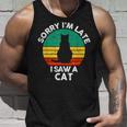 レトロ ヴィンテージorry I'm Late Iaw A Cat かわいい 猫好き タンクトップ 彼への贈り物