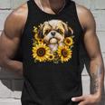 面白いtシャツ シーズー ひまわり わんこ メンズ 犬好き グッズ かわいい おもしろ 面白い 服 ネタ 長袖tシャツ タンクトップ 彼への贈り物
