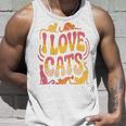 バックプリント 猫好き 引用 おもしろ猫 ミーム I Love Cats タンクトップ 彼への贈り物