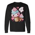 4歳のバースデーガール アイスクリーム 背番号4 長袖Tシャツ ギフトのアイデア