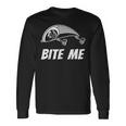 Bite Me フィッシングルアー グラフィックイメージ スカル フィッシュ スケルトン メンズ 長袖Tシャツ ギフトのアイデア