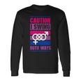 Caution Iwing Both Ways バイセクシャル プライド ジョーク 長袖Tシャツ ギフトのアイデア
