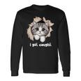 I Got Caught 子猫かわいい 長袖tシャツ 長袖Tシャツ ギフトのアイデア