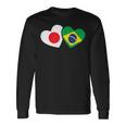 Japanese Flag Brazilian Flag Heart 日系ブラジルブラジル国旗日本国旗 長袖Tシャツ ギフトのアイデア