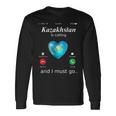 Kazakhstan Ruft Und Ich Muss Gehen カザフスタン国旗tシャツ 長袖Tシャツ ギフトのアイデア