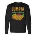 Lumpia Makes Me Happyルンピアは私を幸せにする フィリピンの春巻き 料理 食べ物 長袖Tシャツ ギフトのアイデア