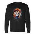 Strong Regal Lion Magestic Lion クールカラフルライオンステンシル 長袖Tシャツ ギフトのアイデア