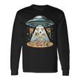 Ufo エイリアン 食べるピザ誘拐 面白い食べ物愛好家 長袖Tシャツ ギフトのアイデア