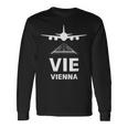 Vie 空港 ウィーン オーストリア 飛行機 滑走路に着陸 長袖Tシャツ ギフトのアイデア