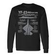 Yf-23ステルス戦闘機ミリタリージェットスペックインフォグラフィック 長袖Tシャツ ギフトのアイデア
