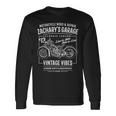 Zacharyのガレージバイクデザイン 長袖Tシャツ ギフトのアイデア