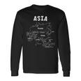 アジア、名前、国境の白い手描きの地図 長袖Tシャツ ギフトのアイデア
