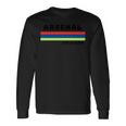 アーセナルレトロデザイン、レッド、ブルー、イエローのストライプ。 長袖tシャツ 長袖Tシャツ ギフトのアイデア