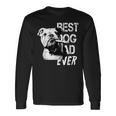 メンズ イングリッシュブルドッグ お父さん 父の日 ヴィンテージスタイル 犬 長袖Tシャツ ギフトのアイデア