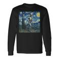 ゴッホ 星月夜 未来アート 面白い ロボット ウォーキング 長袖Tシャツ ギフトのアイデア
