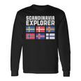 スカンジナビア エクスプローラー フラグ スウェーデン ノルウェー アイスランド 長袖Tシャツ ギフトのアイデア