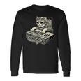 スチームパンク 猫 演奏 シンセサイザー シンセ 子猫 テクノミュージック 長袖Tシャツ ギフトのアイデア