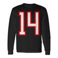 ナンバー 14 スポーツ ホワイト レッド ナンバー 14 長袖Tシャツ ギフトのアイデア