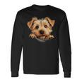 ノーフォークテリア 犬 ママ パパ 覗き見 子犬 長袖Tシャツ ギフトのアイデア