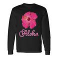 ハイビスカス Aloha アロハ《赤》（ハワイ・南国・フラダンス）夏 かわいい 長袖Tシャツ ギフトのアイデア