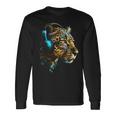 ヒョウ音楽 – 動物愛好家アートヘッドフォン アニマルレオパード 長袖Tシャツ ギフトのアイデア