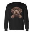 ブラウン ラブラドゥードル かわいい 覗き見 落書き 子犬 犬 長袖tシャツ 長袖Tシャツ ギフトのアイデア