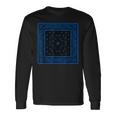 メンズ ブラックブルーバンダナプリントtシャツ ロイヤルブルーペイズリー柄 長袖Tシャツ ギフトのアイデア