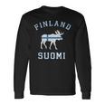 ヘラジカ フィンランド国旗 長袖Tシャツ ギフトのアイデア