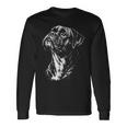 ボクサー 犬 ポートレート 白黒 長袖Tシャツ ギフトのアイデア