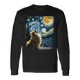 ポメラニアン 犬 イヌアート ゴッホ 星月夜 ポメラニアン 長袖tシャツ 長袖Tシャツ ギフトのアイデア