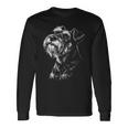 ミニチュアシュナウザー ポートレート 黒と白の犬好き 長袖Tシャツ ギフトのアイデア