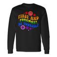 レトロな虹色デザイン 力強いlgbtqプライドメッセージ付き 長袖Tシャツ ギフトのアイデア