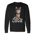 ロングヘア チワワ犬 This Is Love Brown チワワ 恋人 長袖tシャツ 長袖Tシャツ ギフトのアイデア