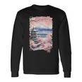 富士山 日本 桜 ヴィンテージ アニメ アート ピンク 長袖Tシャツ ギフトのアイデア