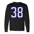 数字 38 Thirty Eight スポーツジャージ ホワイト ブルー 誕生日年齢 長袖Tシャツ ギフトのアイデア