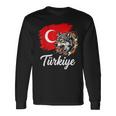 激しいトルコのオオカミと国旗 長袖Tシャツ ギフトのアイデア