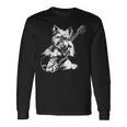 犬 ギタリスト ギター ティーカップ ヨーキー パパ ママ 長袖Tシャツ ギフトのアイデア