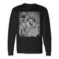 犬 像 自由 面白い 自由 白 ブラック ウェルシュ コーギー 長袖Tシャツ ギフトのアイデア