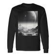 白黒写真 火星月&宇宙写真 長袖Tシャツ ギフトのアイデア